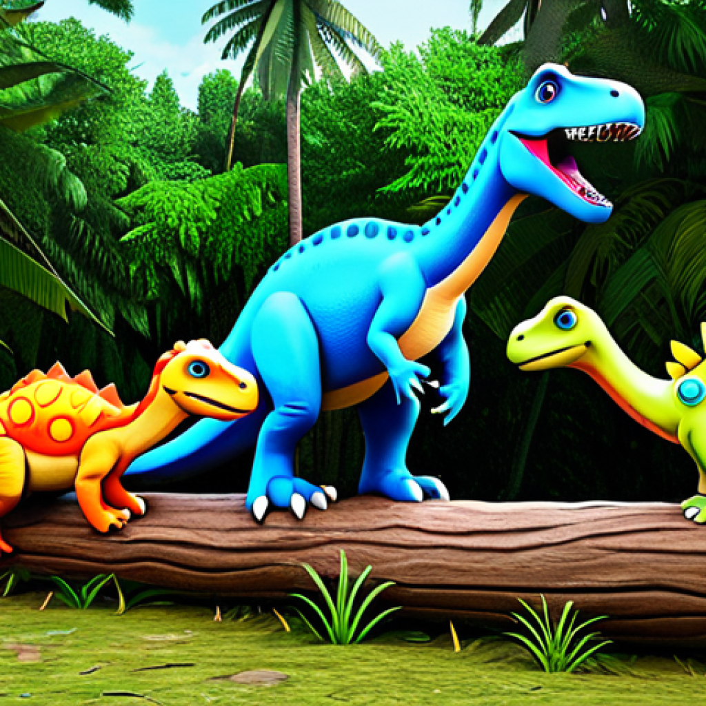 고고다이노와 공룡 캐릭터 산업 - Gogodino Adventure Team**

"A group of friendly, colorful dinosaurs, designed in a cartoon style (Go...
