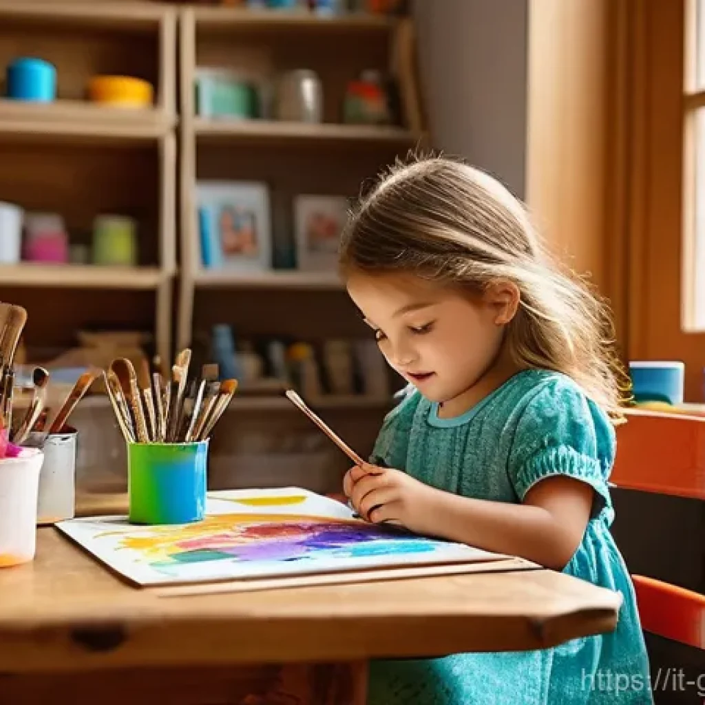 고고다이노 컬러링북과 DIY 세트 - **Prompt:** A cheerful, imaginative young girl, around 5 years old, with bright, curious eyes and a ...