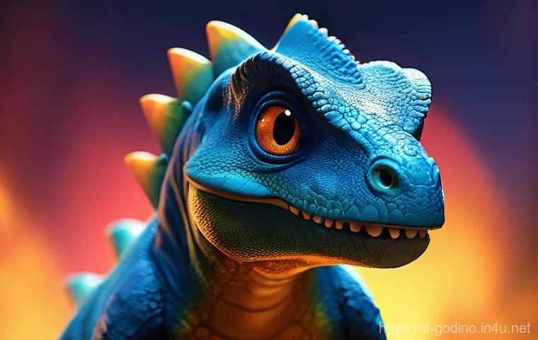 고고다이노의 키 비주얼 제작 과정 - **Prompt 1: Dynamic Forest Adventure**
    "A group of four adorable, anthropomorphic dinosaur-like ...