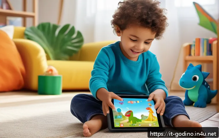 고고다이노 애니메이션 시청 연령 추천 - A vibrant and colorful scene showing a cheerful preschool child wearing comfortable clothing and sit...
