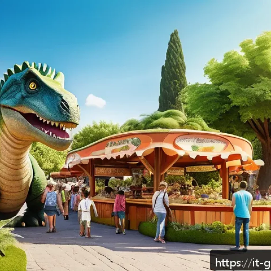 고고다이노의 테마파크 이벤트 정보 - A lively family theme park scene in Italy, featuring interactive rides and naturalistic adventure pa...